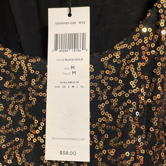 Manoukian Paris Black and Gold Sequin Front Tank Top Size Medium - Picture 4 of 4